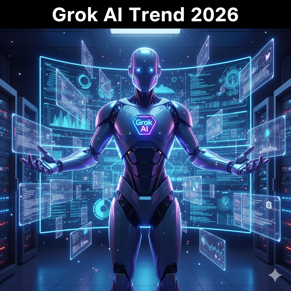 Grok AI Trend 2026 dashboard showing real-time social media insights