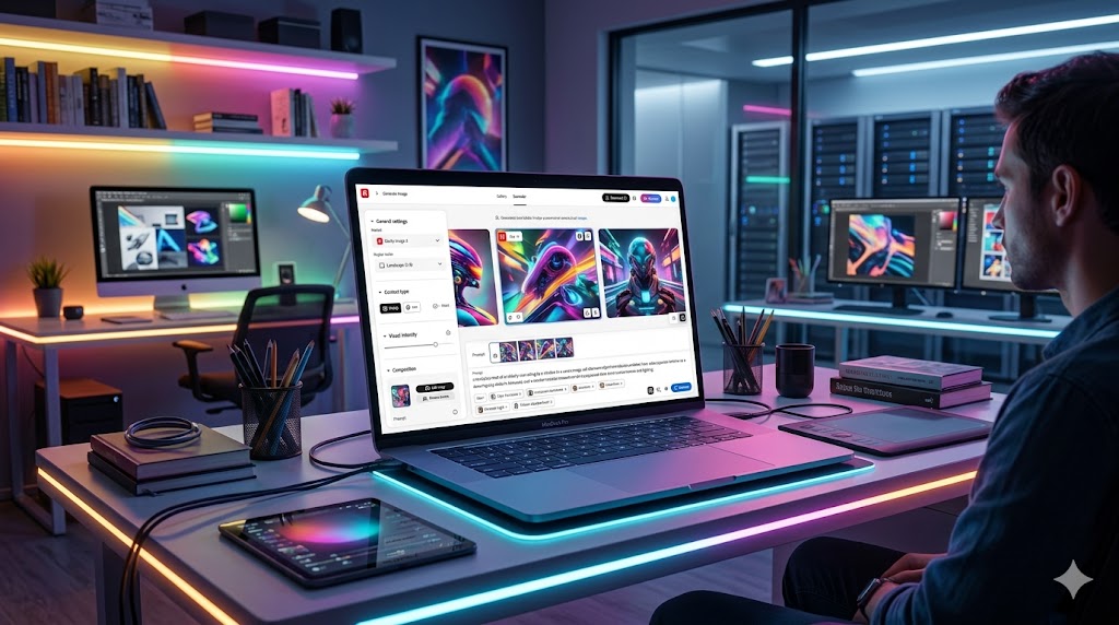 Adobe Firefly AI design tool generating images from text prompts